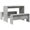 A concrete-effect dining set with a table and two benches against a white background. Voir les images du produit