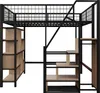 A loft bed with integrated storage and stairs against a white background. Podgląd zdjęcia produktu