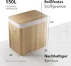 Bambus Wäschekorb 3 Fächer, 150L Wäschesammler mit Deckel & Produktbild-Vorschau 2