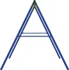 A blue metal A-frame swing set stand on a white background. Produktbild-Vorschau