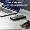 A laptop, power bank, and smartphone are connected and charging on a desk. Produktbild-Vorschau