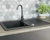 Granitspüle 76x44 cm mit Armatur Schwarz Gesprenkelt – Produktbild-Vorschau 3