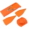 A set of orange mandolin slicer attachments and the main slicer body are arranged on a white background. Anteprima dell’immagine prodotto
