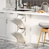 A modern kitchen with white cabinets and a white countertop. A pull-out trash bin system with two compartments is visible, along with a black faucet and sink. Anteprima dell’immagine prodotto
