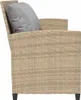 Side view of a beige poly rattan sofa with a gray cushion. Náhled obrázku produktu