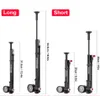 Two bicycle pumps are shown side-by-side, one labeled 'Long' and the other 'Short', with their respective dimensions indicated. The pumps are black and have pressure gauges. Produktbild-Vorschau