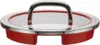 A close-up studio shot of a red pot lid with a silver handle and a glass center. Anteprima dell’immagine prodotto