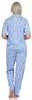 Damen Pyjama kurzarm Schlafanzug Pyjama-Set;  Blau L/40 Produktbild-Vorschau 4