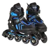 A pair of black and blue children's inline skates are shown against a white background. Náhled obrázku produktu