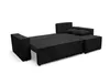 A black sofa bed is shown against a white background, with its sleeping surface extended. Produktbild-Vorschau