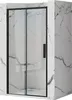 A modern shower door with a black frame and clear glass, set against a marble-patterned wall. Náhľad obrázku produktu