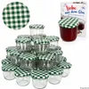 100er Set Sturzglas 230 ml To 82 grün karierter Deckel Produktbild-Vorschau 1