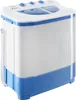 A white and blue mini washing machine with two chambers. Produktbild-Vorschau