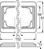 Technical drawing of a wall socket frame with dimensions. Anteprima dell’immagine prodotto