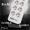 Reagle Steckdosenleiste 3m 8 Steckdosen 230V 6 USB Produktbild-Vorschau 3