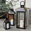 3er Gartenlaternen Laternen Metall Windlicht Schwarz H23/39/49cm Produktbild-Vorschau