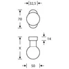 Technical drawing with dimensions of a door handle. Anteprima dell’immagine prodotto