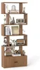 COSTWAY Boekenkast met deuren en 5 planken, roomdivider, Productafbeelding-voorbeeld 1