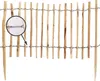 A close-up view of a wooden picket fence with wire. Produktbild-Vorschau