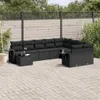10-tlg. Garten-Sofagarnitur mit Kissen Schwarz Poly Rattan Produktbild-Vorschau 2