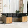 6-tlg. Garten-Sofagarnitur mit Kissen Grau Poly Rattan Produktbild-Vorschau 2