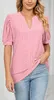 ASKSA T-shirt femme manches bouffantes creusé chemisier col Voir les images du produit 2
