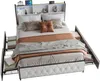 A bed with storage drawers and a headboard with shelves and LED lighting. Produktbild-Vorschau