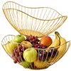 Cesto portafrutta dorato in metallo, organizer decorativo Anteprima dell’immagine prodotto 1