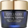 A close-up studio shot of a jar of Estée Lauder Revitalizing Supreme+ Night Power Bounce Creme. Podgląd zdjęcia produktu