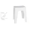 A white stool with a diagram showing its dimensions. Produktbild-Vorschau