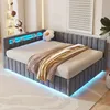 Gestoffeerd bed 140x200 cm, slaapbank met LED-verlichting, Productafbeelding-voorbeeld 2