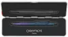 A black and silver pen case containing two pens. One pen is black, and the other is a gradient of purple and blue. Voir les images du produit