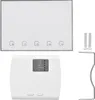 A white digital thermostat display and a white control unit are shown against a white background, along with mounting screws and a bracket. Podgląd zdjęcia produktu