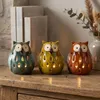 3er Set Kerzenhalter Eule H11cm Windlicht Orange Gelb Grün Produktbild-Vorschau 1