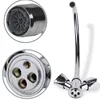 A chrome kitchen faucet with close-up views of its aerator and base. Produktbild-Vorschau
