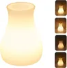 A large, illuminated vase-shaped lamp is shown against a white background. To the right, four smaller images show the same lamp with varying levels of brightness and with dried plants inside. Produktbild-Vorschau