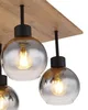 Deckenleuchte, Holzoptik, Kugeln Rauchglas, L 40cm Produktbild-Vorschau 4