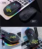 Collage of images showing a wireless mouse with RGB lighting on a laptop keyboard. Produktbild-Vorschau