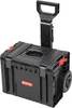 A black rolling tool box with a retractable handle. Anteprima dell’immagine prodotto