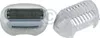 A close-up view of a shaver head attachment and a protective cap. Produktbild-Vorschau