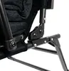 A close-up view of the black metal frame and black fabric of a folding chair. Produktbild-Vorschau