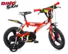A red children's bicycle with training wheels and racing-style graphics, presented on a white background. Náhľad obrázku produktu