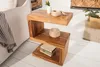 A wooden side table with two shelves, placed next to a sofa in a living room. Produktbild-Vorschau