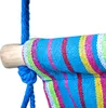 A close-up view of a hammock or swing, showing the woven fabric and a wooden support. Anteprima dell’immagine prodotto