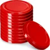 A stack of red jar lids with one lid placed in front of the stack. Podgląd zdjęcia produktu