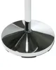 A close-up view of the base of a silver, chrome-plated floor stand. Náhled obrázku produktu