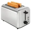 A silver toaster with two waffles inside, shown from a diagonal front view on a white background. Produktbild-Vorschau