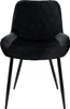 A black velvet dining chair with diamond tufting on the back and seat, supported by four thin black metal legs. Náhľad obrázku produktu