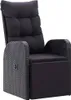 A black rattan recliner chair with a cushion, shown from a three-quarter angle against a white background. Náhľad obrázku produktu