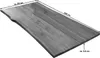 A wooden tabletop with live edges, showing dimensions. Produktbild-Vorschau